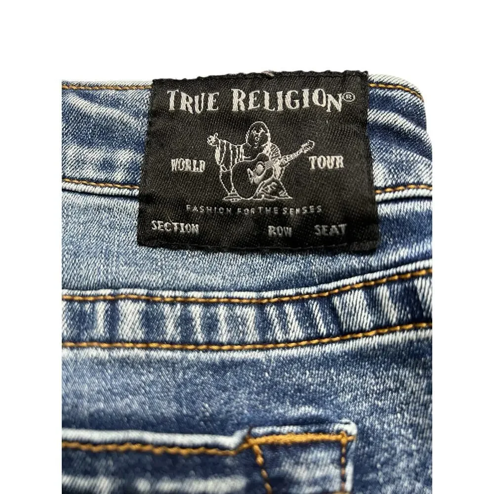 True Religion Riley Knee Length Denim Jean Shorts unisex Size 31 Y2K Boho casual